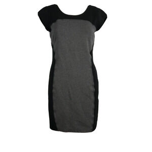 Athleta‎ Dress Womens Sz XS Black Gray Colorblock Cotton Stretch Bodycon